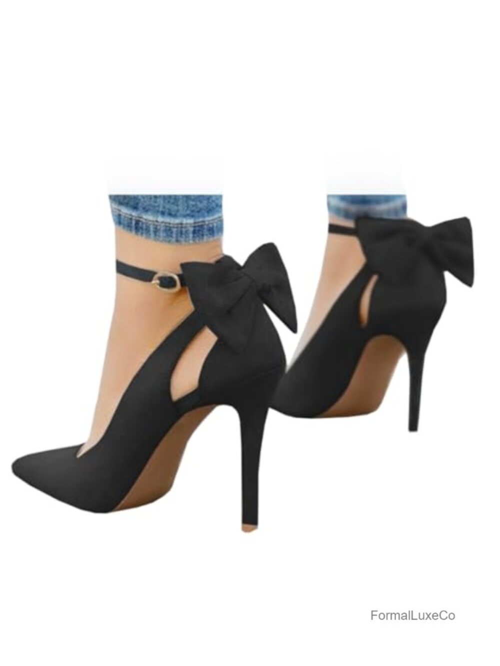 Stiletto Heel Ankle Strap Pointed Toe Pumps Heels 4 inch